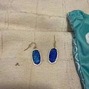 Kendra Scott silver and Blue Oval Drop Earrings